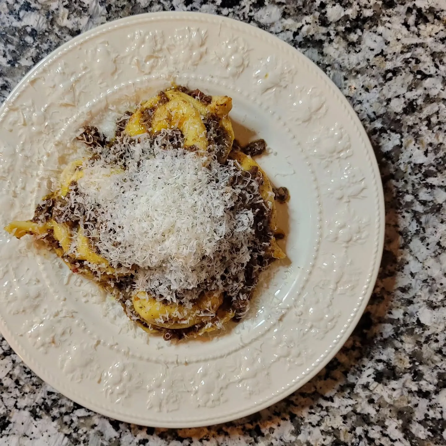 #黒毛和牛 の#ボロネーゼ　マッシュポテトのトルテッローニ